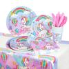 Rainbow Unicorn Birthday Party Decor Unicornio Gifts Tableware Balloons Banner Bracelets Keychain Girls Party Favors Photo Booth
