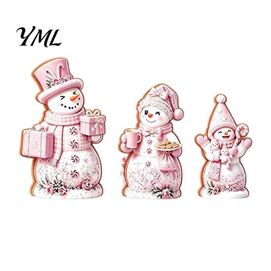 Unique Christmas Tree Hanging 3PCS Snowman Wooden Ornaments, Decorative Cute Festive Figures, Handcrafted Solid Wood Ornaments High-definition