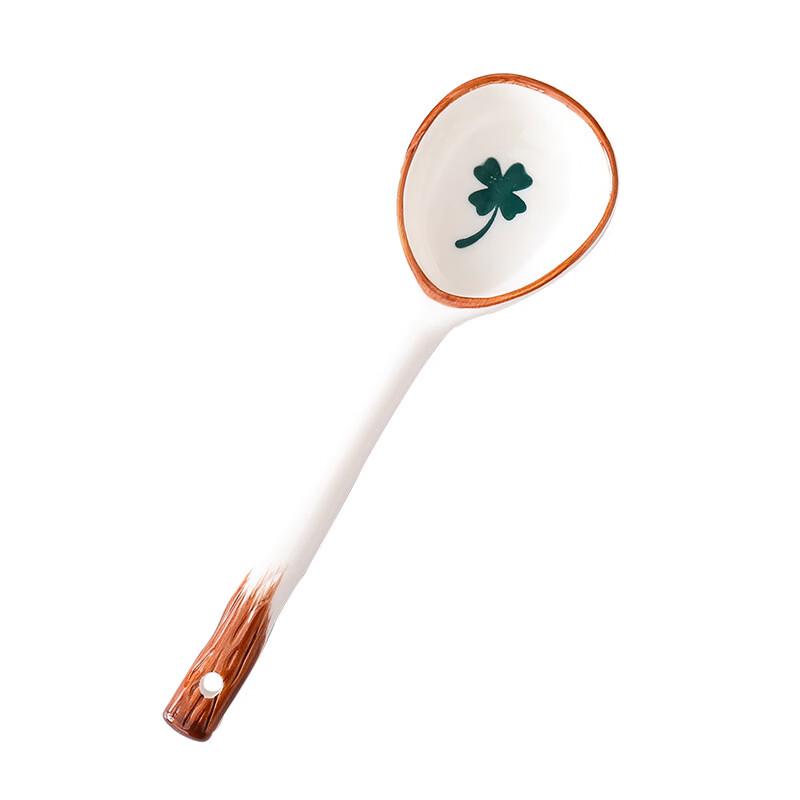 Ru Han Hand-Painted Ceramic Long-Handle Soup Spoon