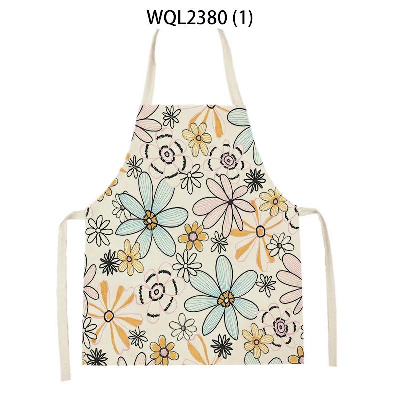 

Animal Flower Printed Kitchen Aprons for Women Linen Home Cooking Baking Waist Bib Pinafore Cleaning Tools Aprons 47x38cm