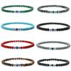 Simple Turkey Devil Eye Bracelet Men Women 4mm Natural Turquoises Hematite Obsidian Stone Elastic Braclet Meditation Homme Joias