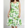 Women's Simple Drawing Flower Printed Sleeveless Round Neck Dress Loose Soft and Comfortable Plus Size Dress