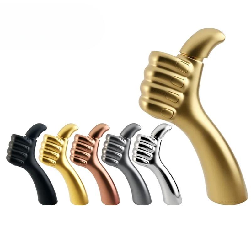 Modern Design Bathroom Sink Faucet Thumbs Bathroom Faucet Brass Mixer Basin Faucet Single Hole Deck Mounted Washbasin Water Taps