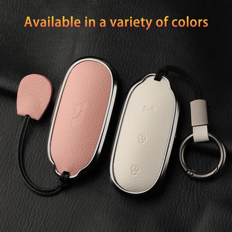 For Lixiang L9 L7 L8 L6 Key Fob Cover Leather Car Case Aluminum Buckle Alloy Keychain Accessories G4B7 Li Auto Inc