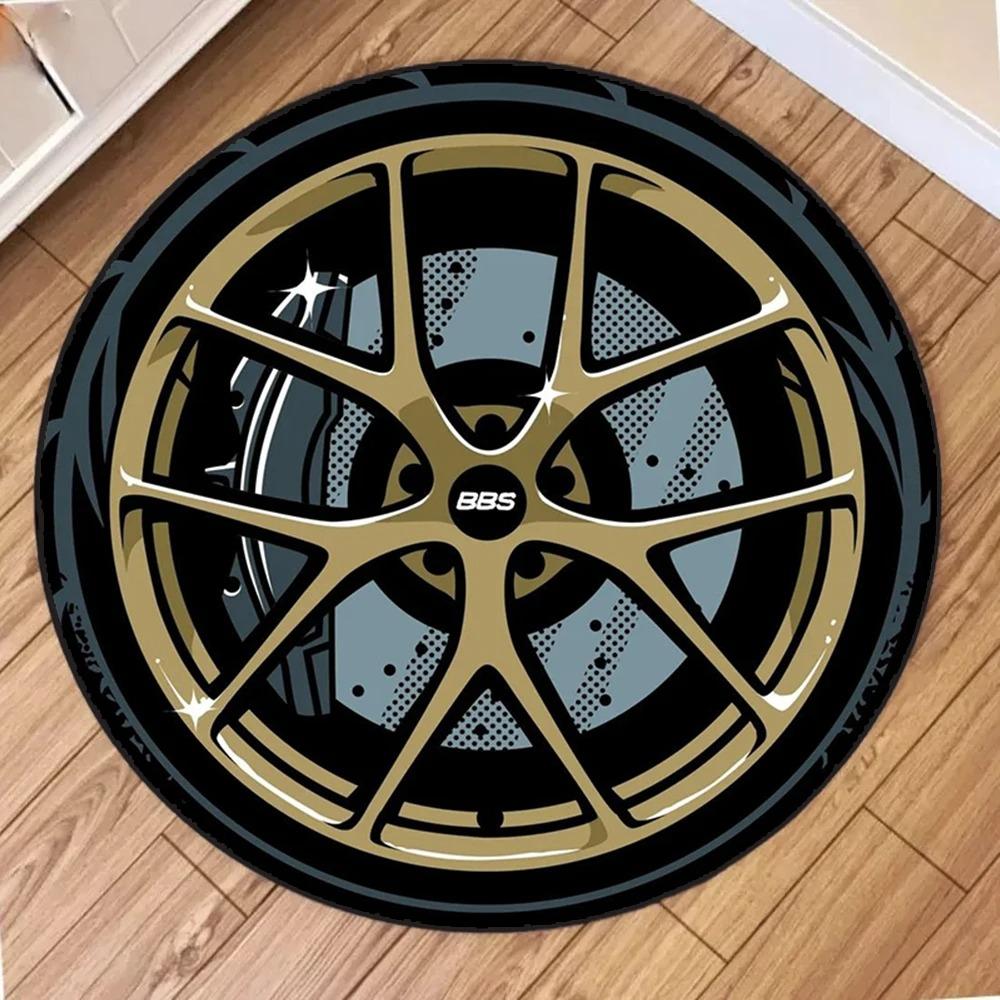 

Car Rugs Tire Shape Round Mats Boys Bedroom Rug Car Hub Home Living Room Anti-slip Coffee Table Floor Mat Tapetes De Automóvil 80x80cm