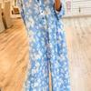 Plus Size Floral Button-Up Jumpsuit with Casual Trousers