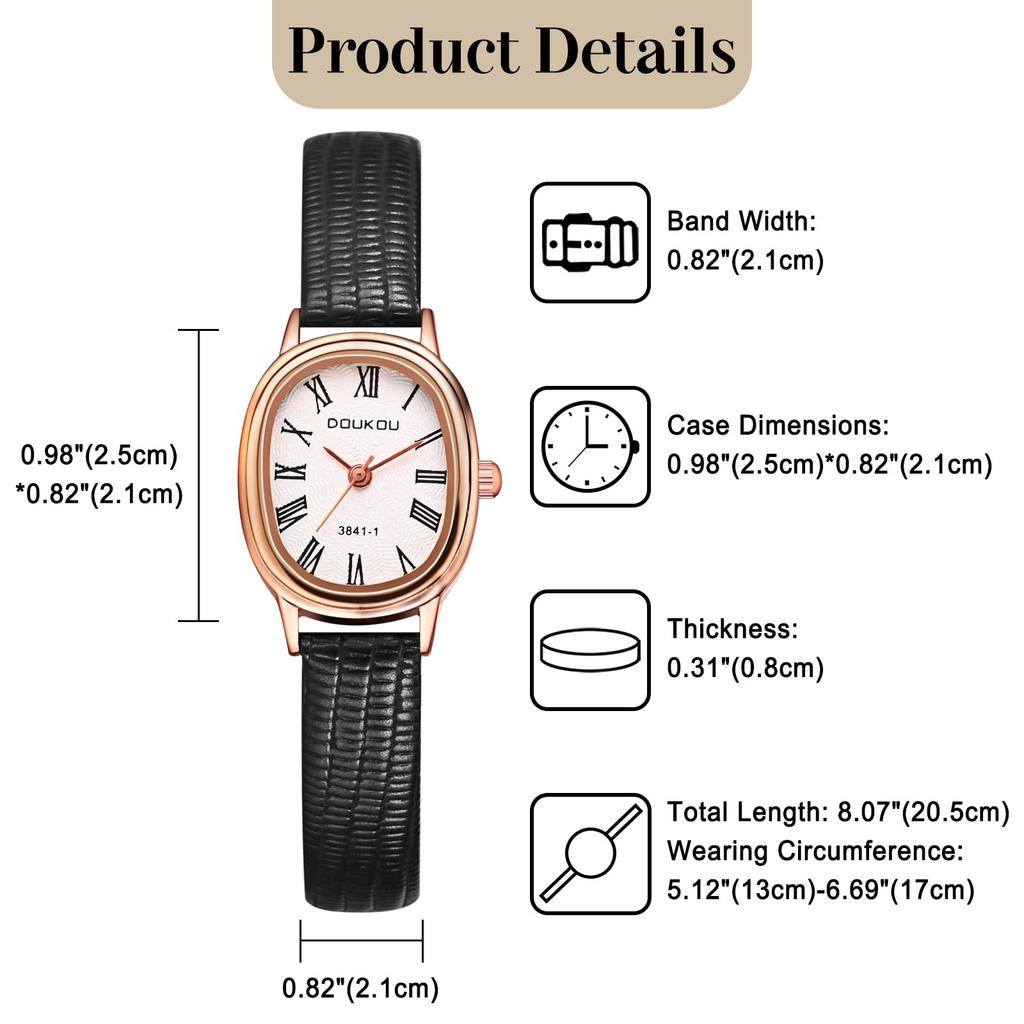 Antique Watch with Leather Roman Analog Quartz Leather Fashion Watch Perfect Gift for Day Women's Strap Display, Waterproof, Movement, Strap, -