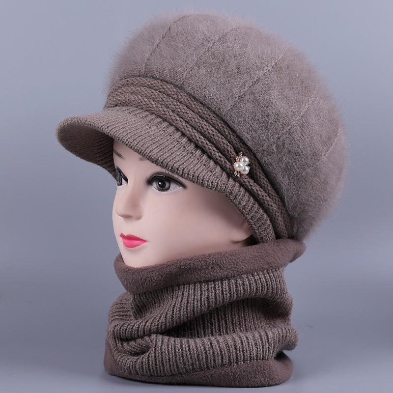 Mützen für ältere Menschen mittleren Alters, Wintermützen aus Wolle für Frauen, Kaninchenhaar mit dickem Samt, Mützen für ältere Frauen der Mutter, warme Mützen für die Großmutter