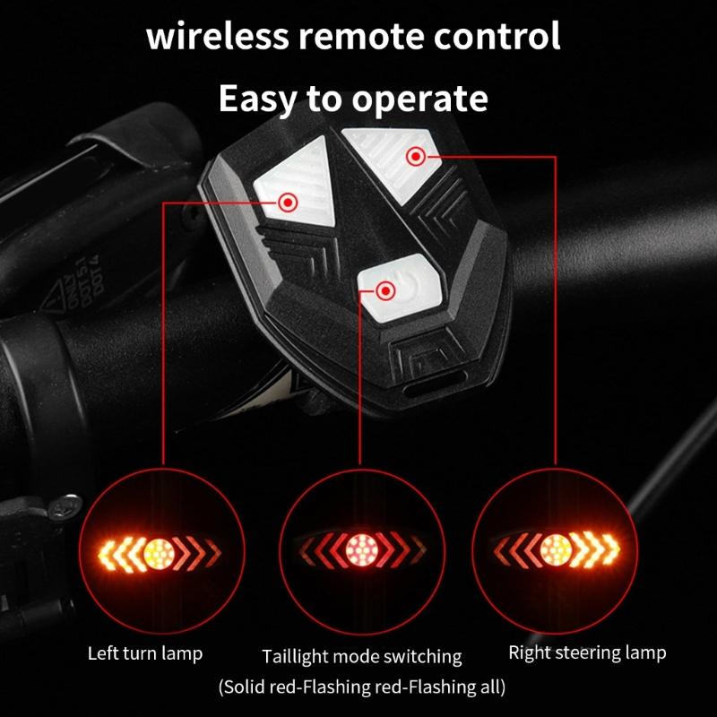 Rechargeable Bike Rear Light with Turning Signal for Cycling 5 Lighting Modes