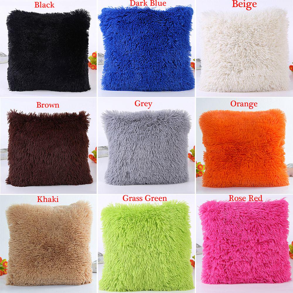 18" Soft Home Decor Waist Fur  Cushion Cover Winter Warm Throw Pillow Cases