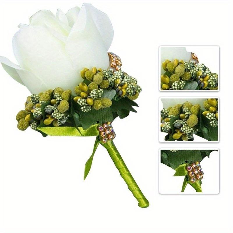 Bräutigam Herren Corsage Simulation Seide Rose Pin Brosche Hochzeit Anzug Blume Zubehör
