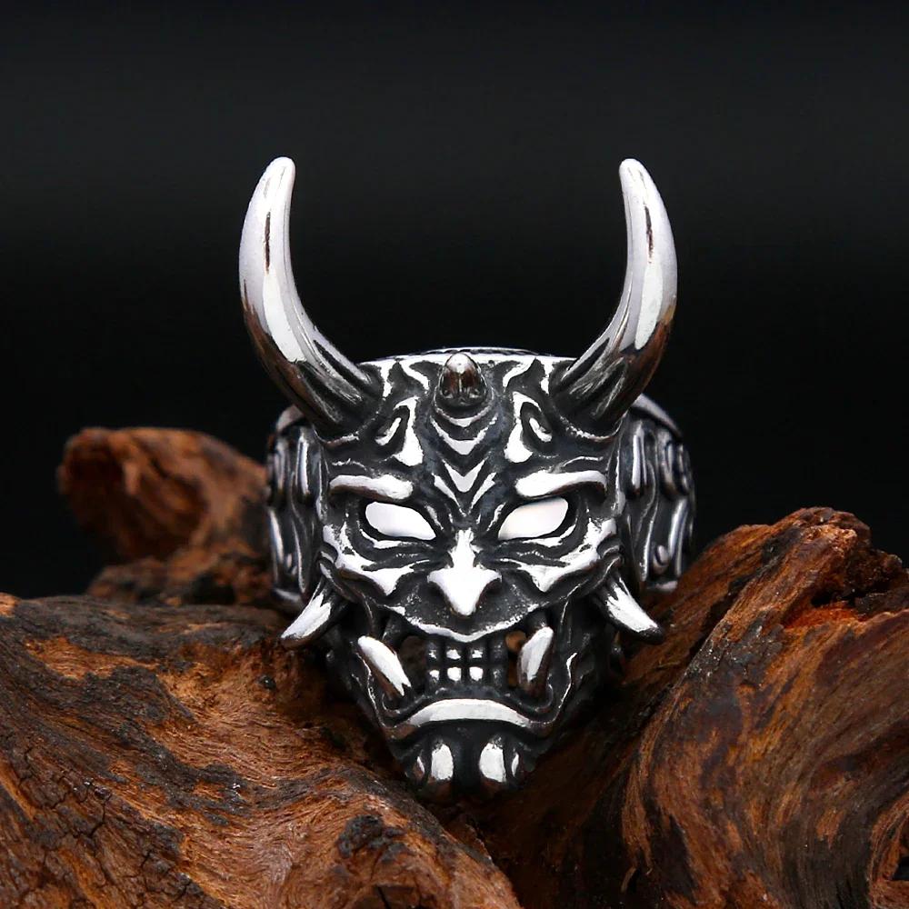 Vintage Prajna Skull Ring For Men Stainless Steel Punk Gothic Jewelry Unique Biker Amulet Gift
