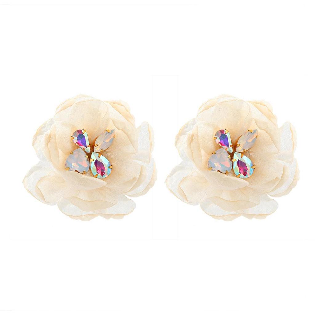 Multi-color Holiday Mesh Flower Diamond Earrings - Sweet Girly Forest Fairy Style
