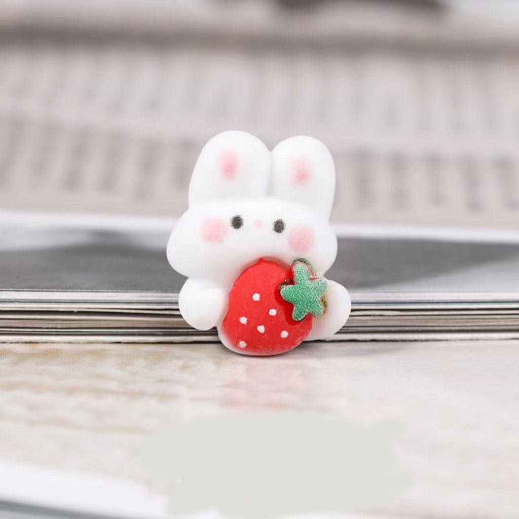 DW92 10pcs Cute Cartoon Sweet Strawberry Rabbit Resin Charms Earring Keychain Pendant Making Diy Cartoon Charms Jewelry Findings