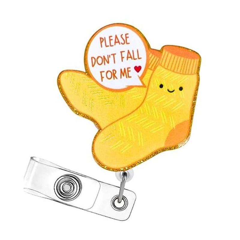 

Socks Badges Holder with Metal Clip Nurse Doctor Badges Holder Retractable Badges Reels Holder for Student Teacher жовтий