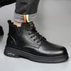 Pánské boty zima nové britský styl retro kožené boty pánské vysoké kožené teplé a sametové ležérní pracovní boty Martinovy boty