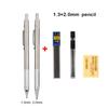 Full Metal Mechanical Pencil Set 0.3 0.5 0.7 0.9 1.3 2.0mm Art Drawing Automatic Pencil with Leads Office Kawaii School Supplies