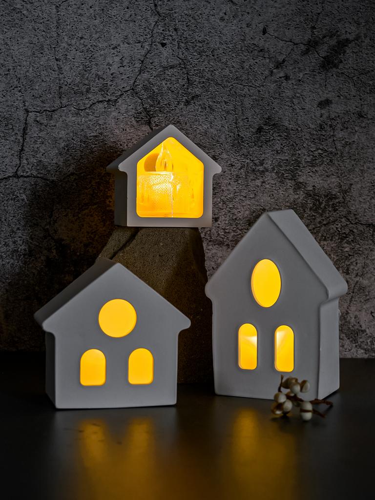 DIY Birdhouse Tea Lamp Holder Silicone Mold 3D House Candlestick Ornaments Gypsum Concrete Mould Resin Crafts Casting Home Decor