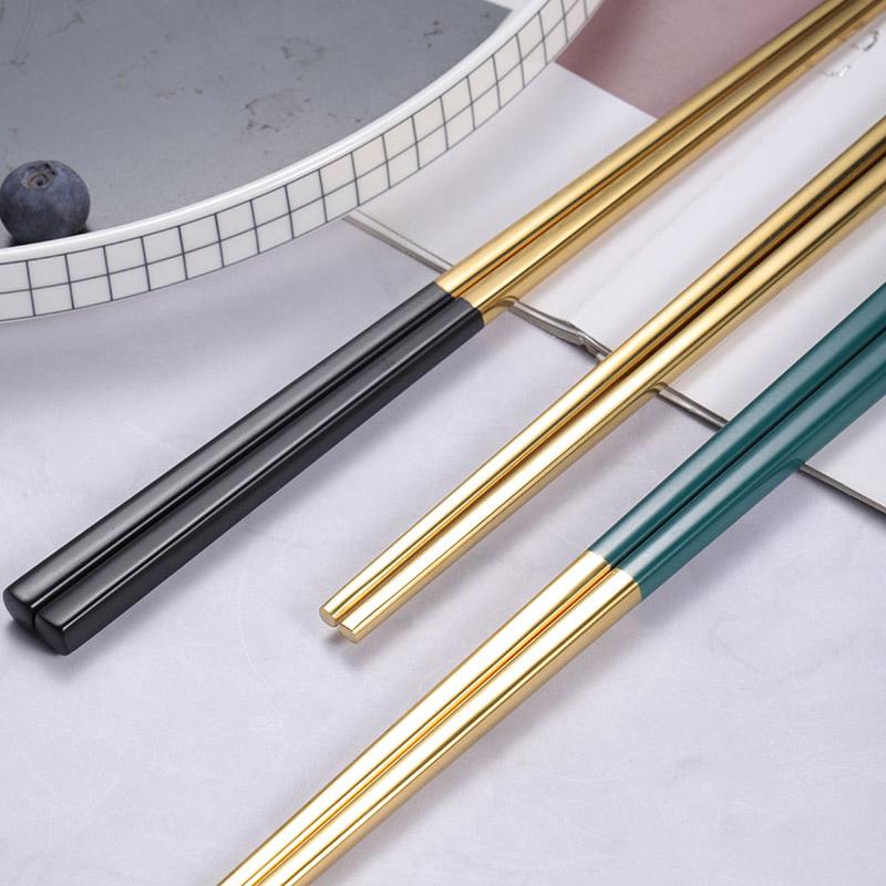 Sada příborů 304 z nerezové oceli 16ks Nádobí Zlaté příbory Kuchyňský nůž Vidlička Lžíce Hůlky Večeře Základní nádobí Kuchyň