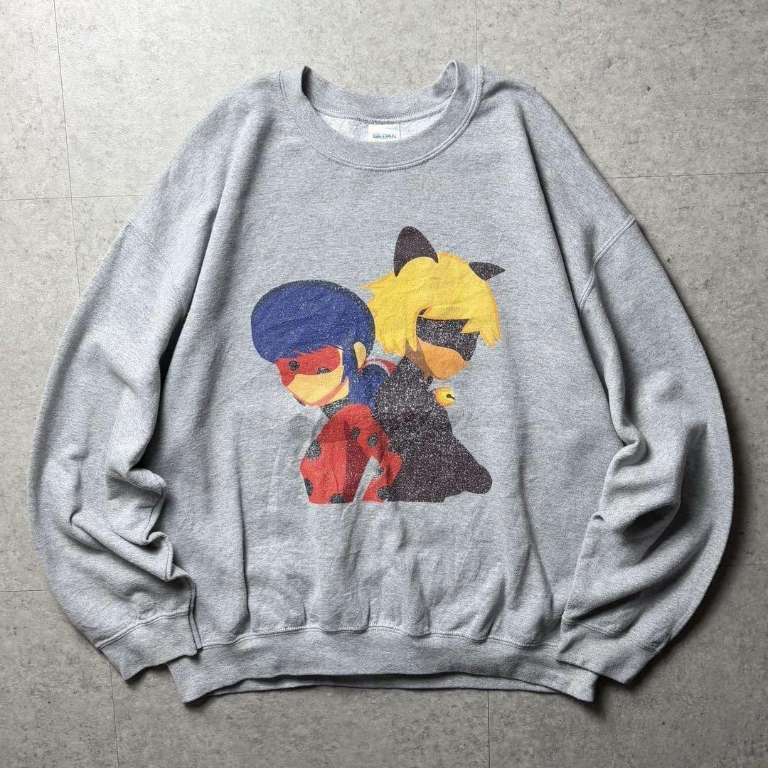 

[USED] GILDAN Miraculous Anime Character Sweatshirt, Gray, Size L