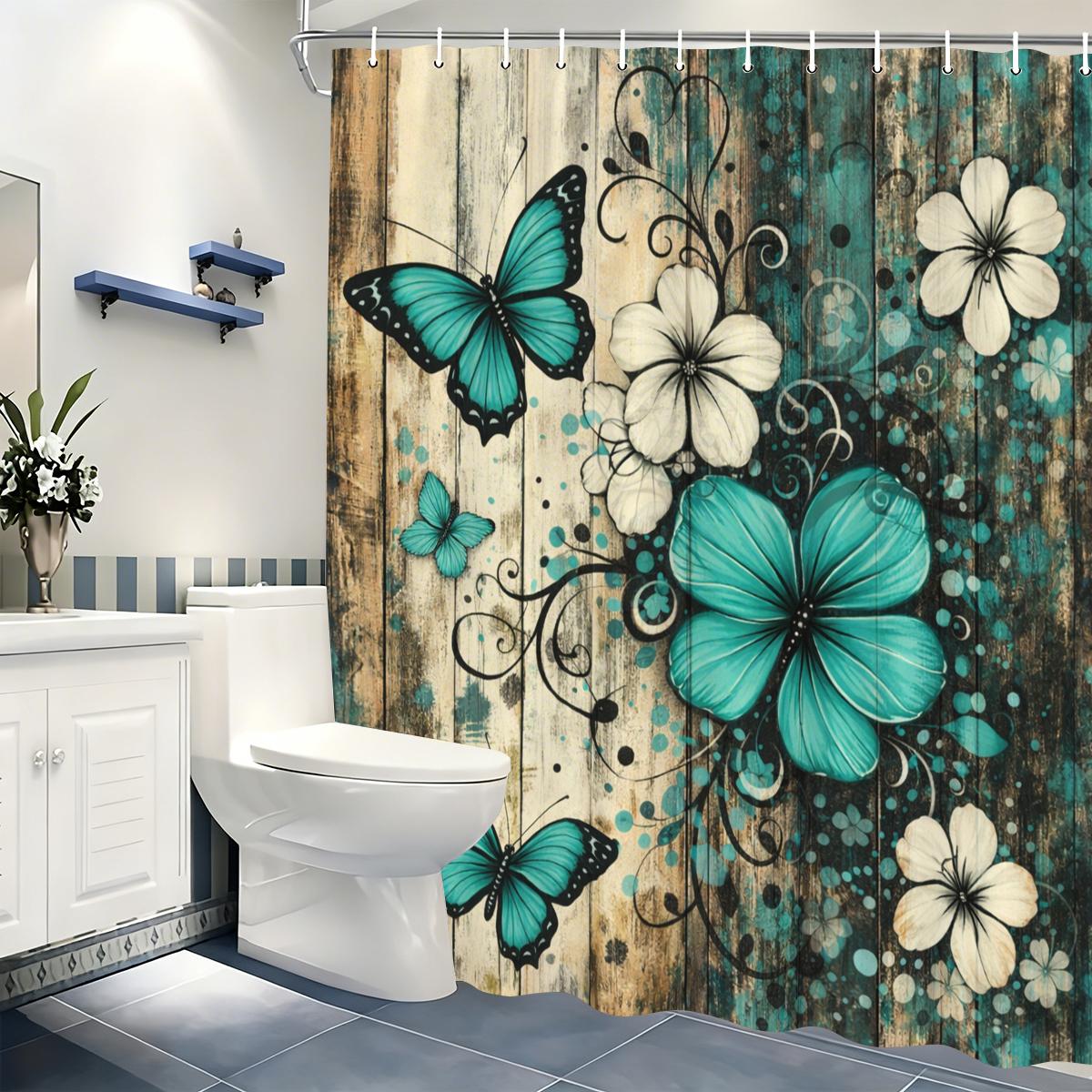 

Floral & Cross Themed Polyester Shower Curtain - Artistic Bathroom Decor, Stylized Bath Curtain For Home Restroom W60H190(CM)-1 Pcs