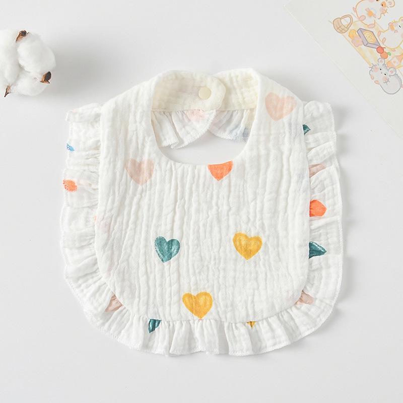 Ruffle Baby Drool Bibs: Pure Cotton Printed Lace Bibs