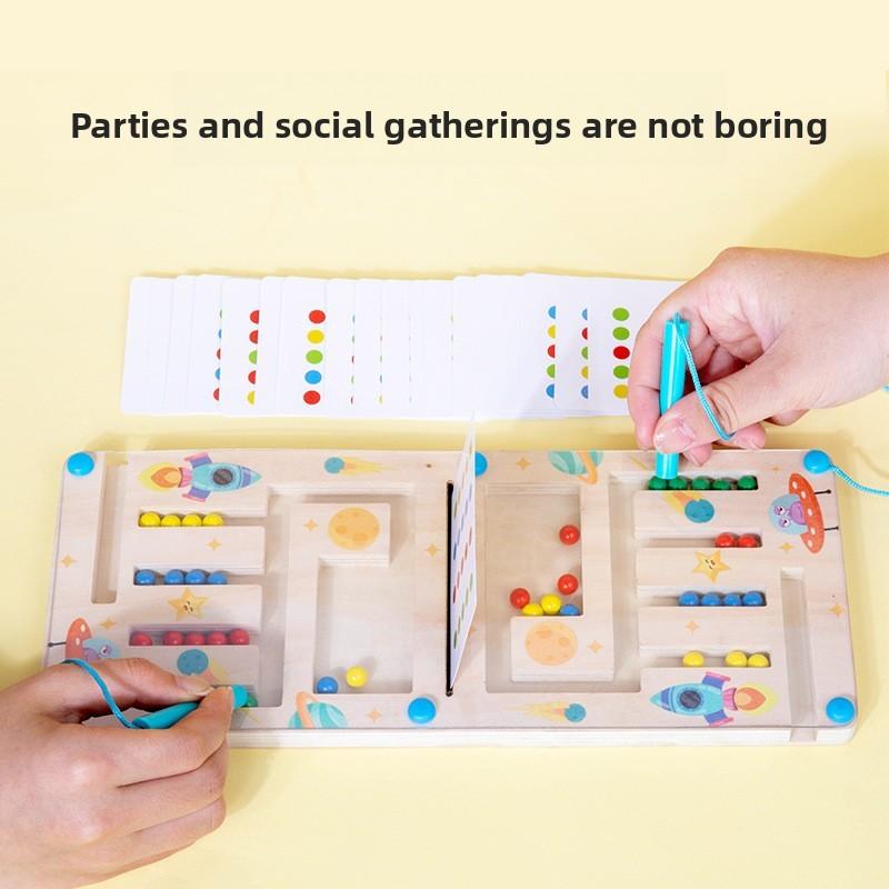 Wooden Fourcolor Maze Puzzle Game For Kids Brain Training And Logic Development