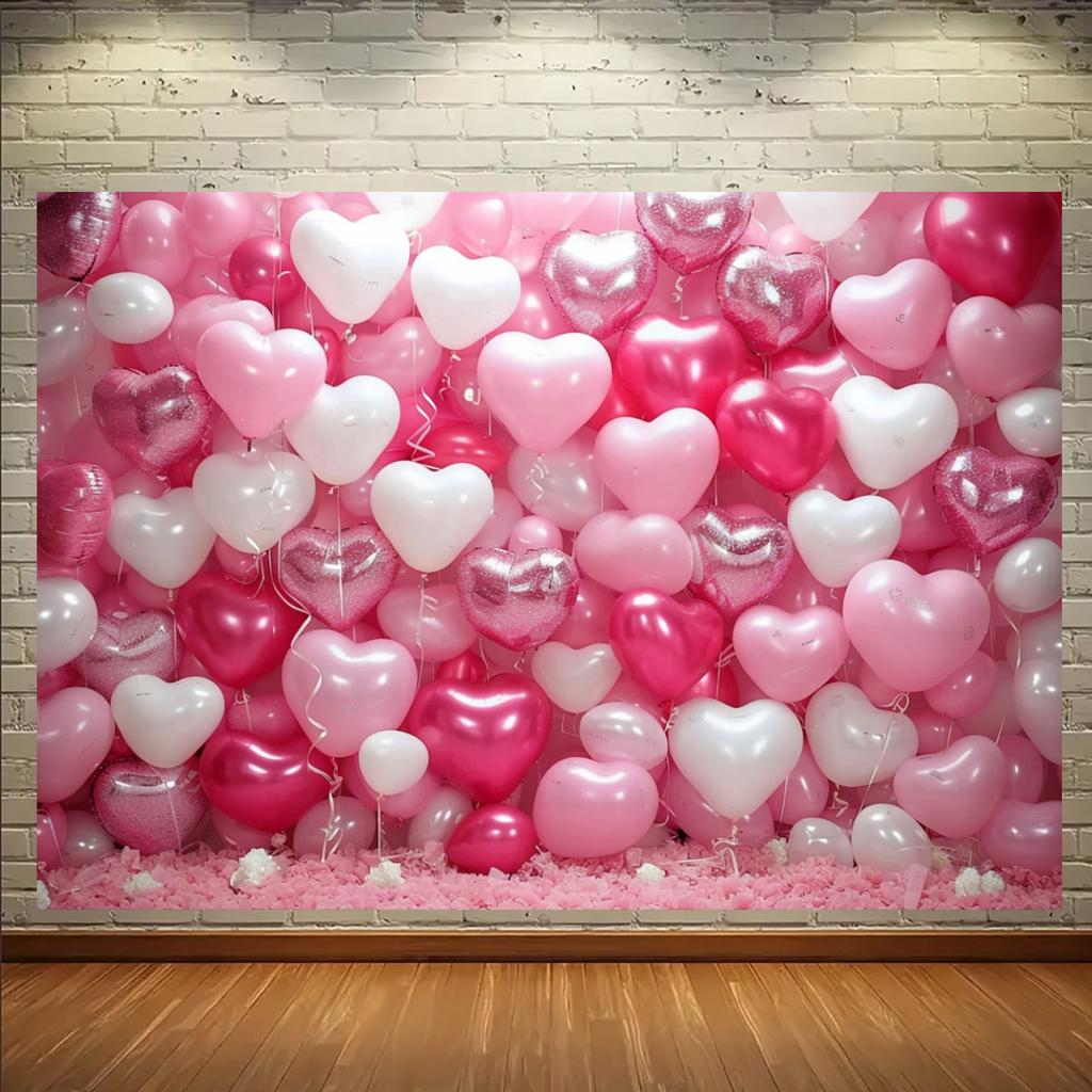 Multi functional pink heart and white wooden background fabric - perfect for teenage parties and birthday parties