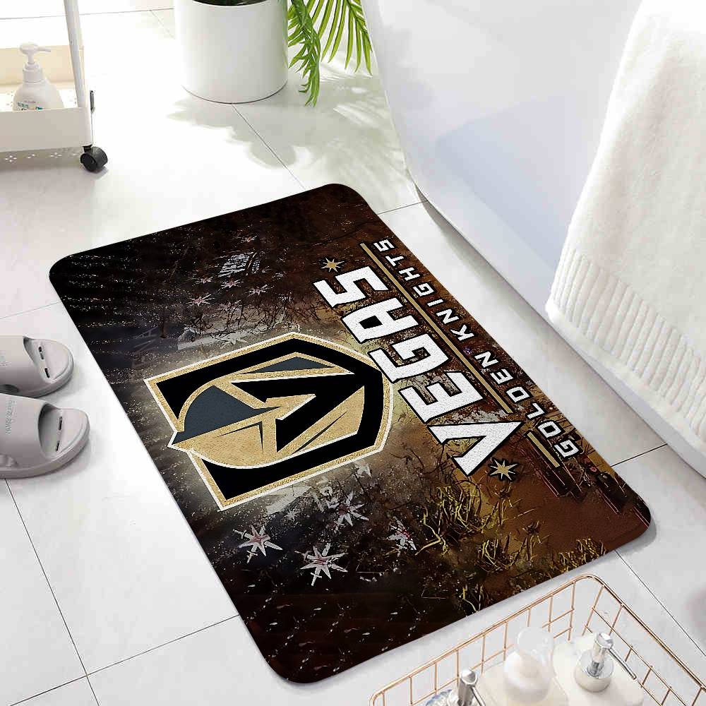 A-Hockey-Vegas-Golden Knights Emblem Floor Mats Living Room Decor Lounge Area Anti-slip Foot Mat Entrance Doormat