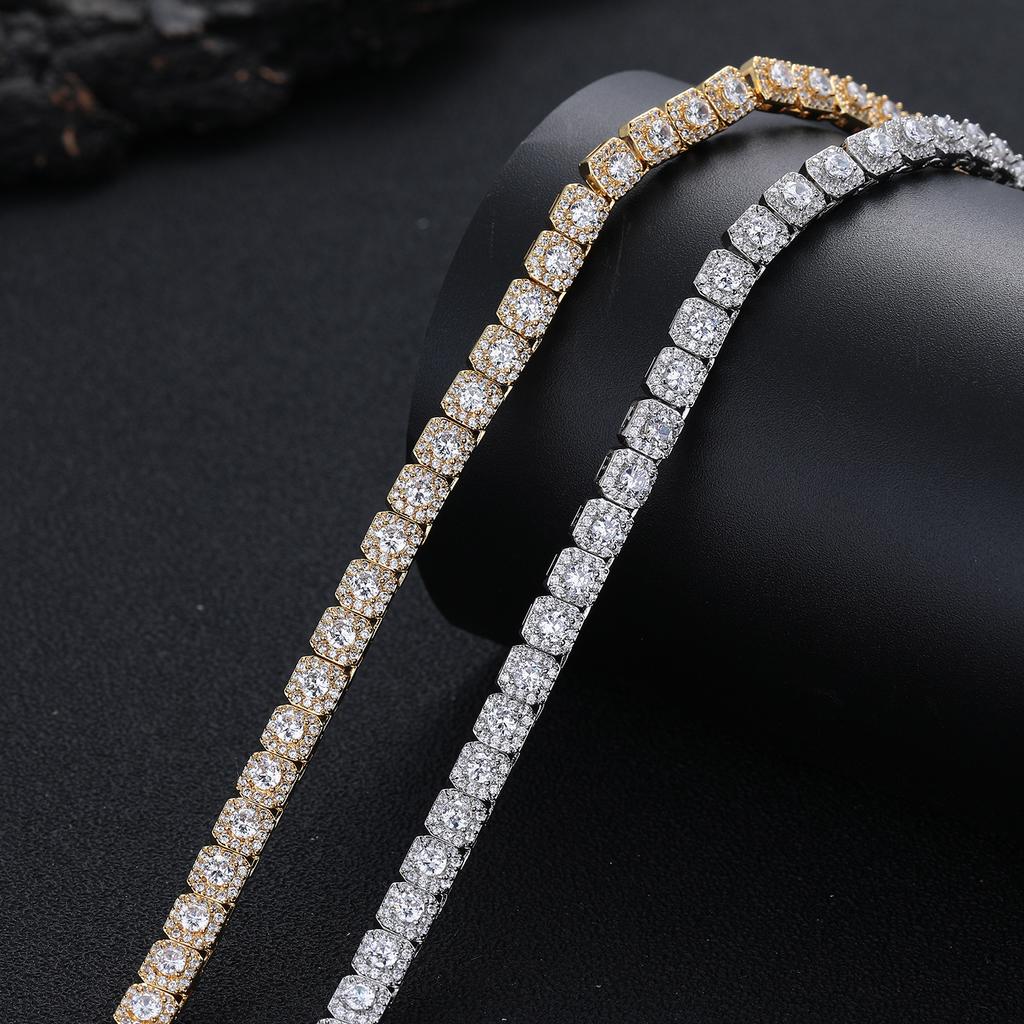 European and American light luxury fashion square zircon rock sugar chain 2026 spring trend hip hop square jewelry accessories