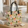  Christmas Print Canvas Tote Bag Large Capacity Casual Daily Shoulder Handbag for Holiday Shopping