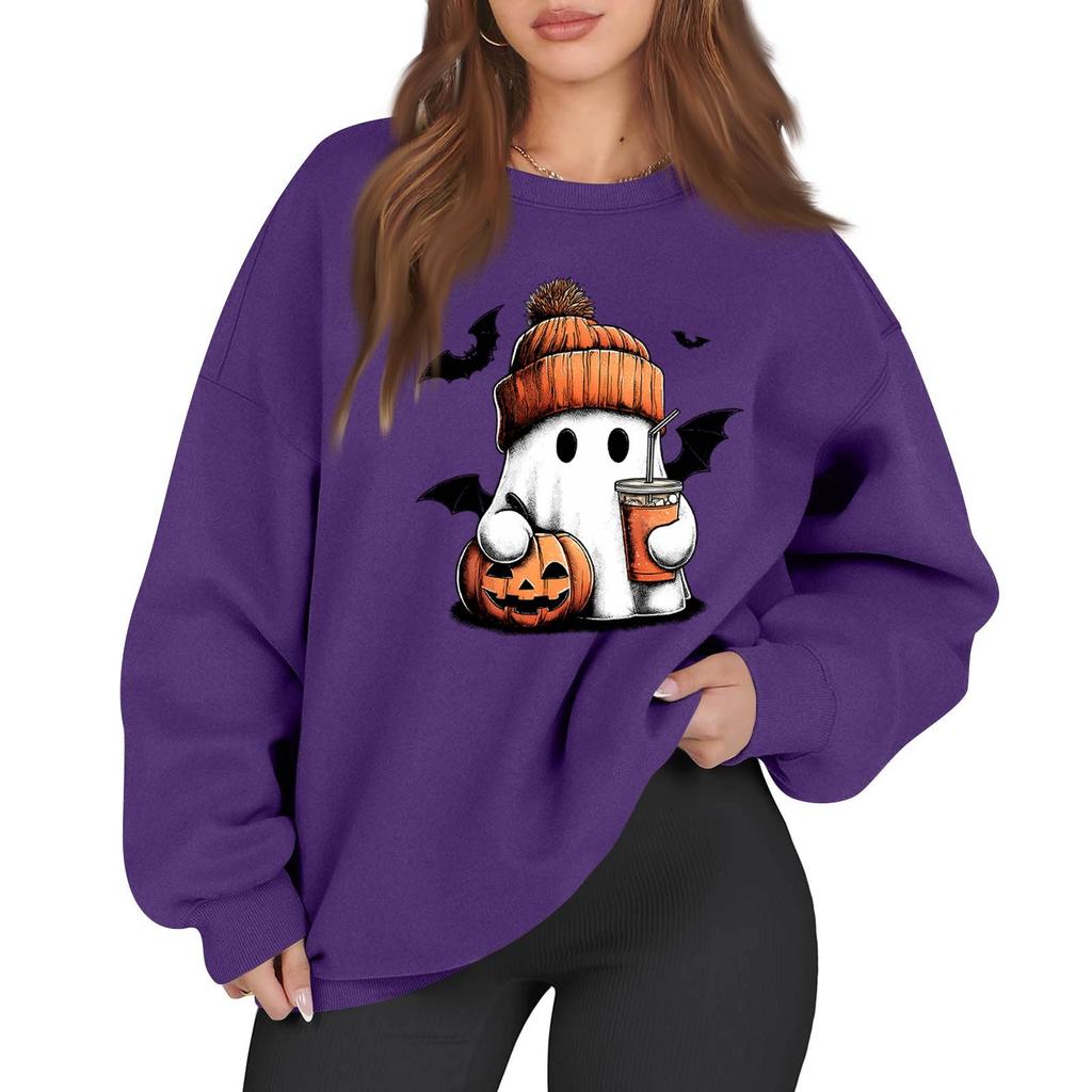 Women's Casual Fashion Long Sleeve Printed Round Neck Sweatshirt Top