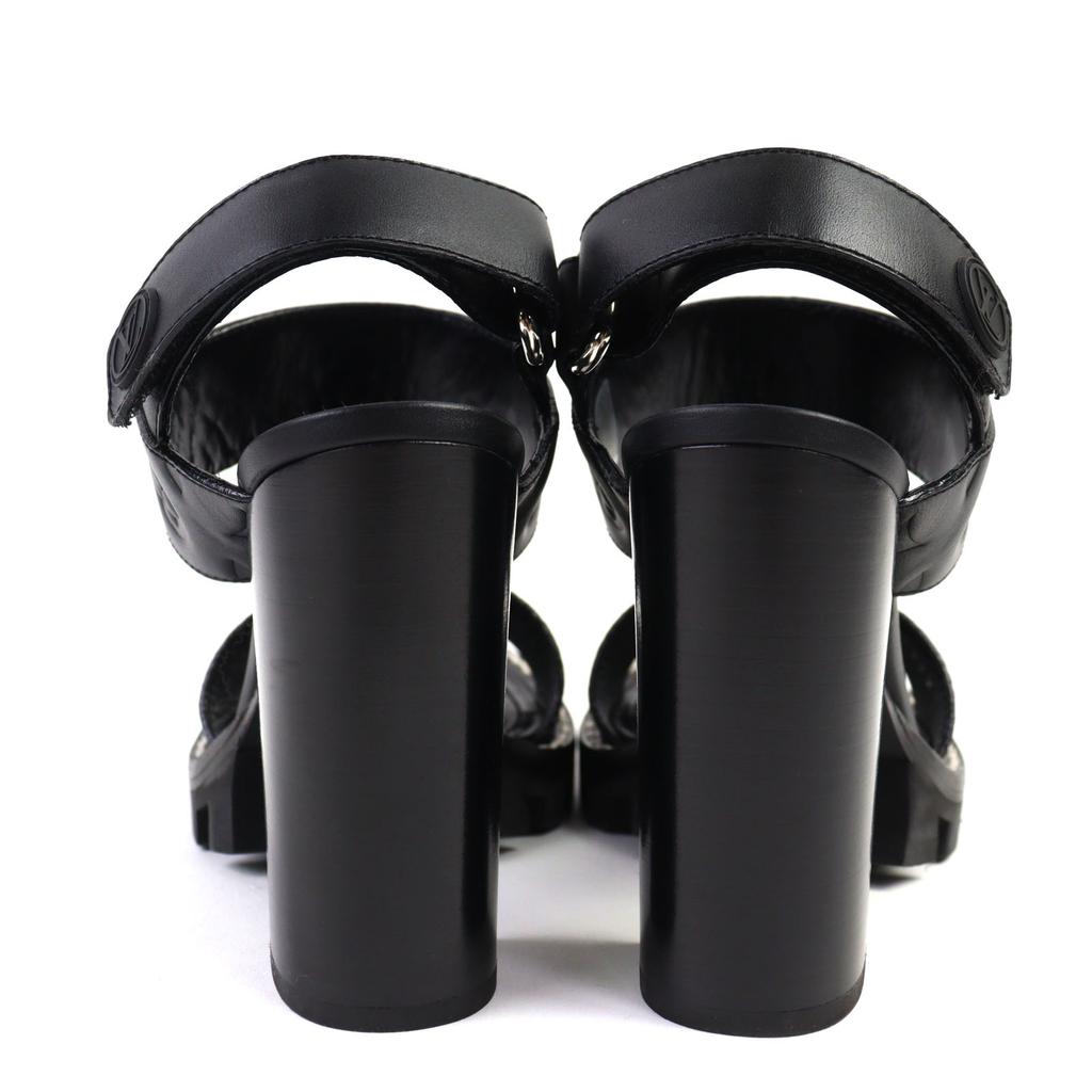 Excellent LOUIS VUITTON Sandals Star trail line Black brown Monogram canvas Women 36.5 Used