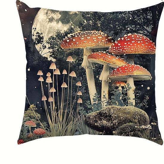 Short Plush Material Pillowcasefantasy Mushroom Plant Flower Pattern Cushion Cover Home Living Room Sofa Decoration Square