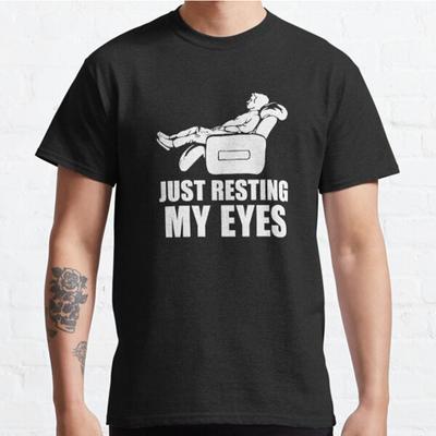 Men Fashion Casual Short Sleeves Just Resting My Eyes Funny Nap Relaxing Dad Black Tees Oversized T-shirts