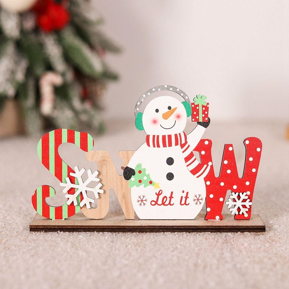 New Wooden Christmas Wooden Ornaments DIY Gifts Snowman Desk Ornaments Merry Christmas Crafts Xmas Decor Christmas