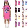 Lässiges Kinder-Rundhals-Pulloverkleid mit kurzen Ärmeln