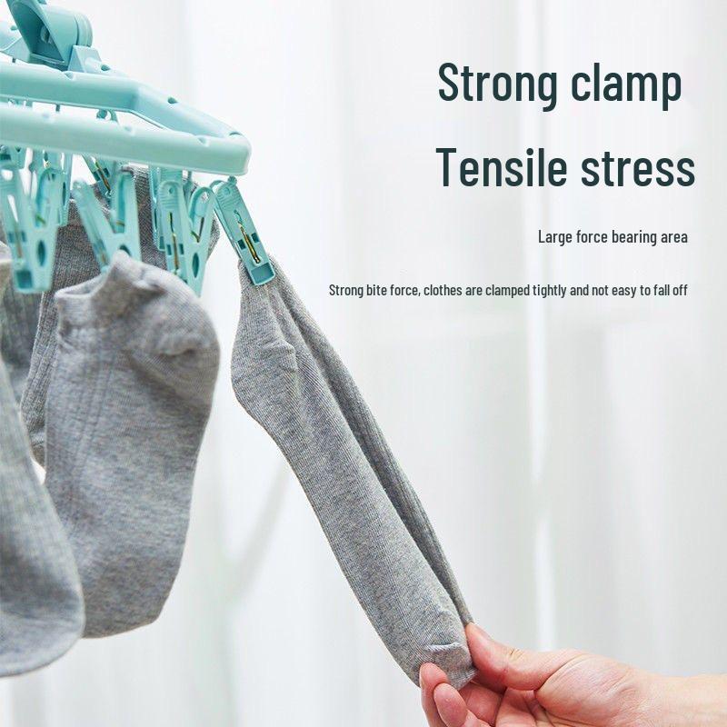 Retractable Indoor Multi-Clip Clothes Drying Rack for Socks, Underwear, and Travel.