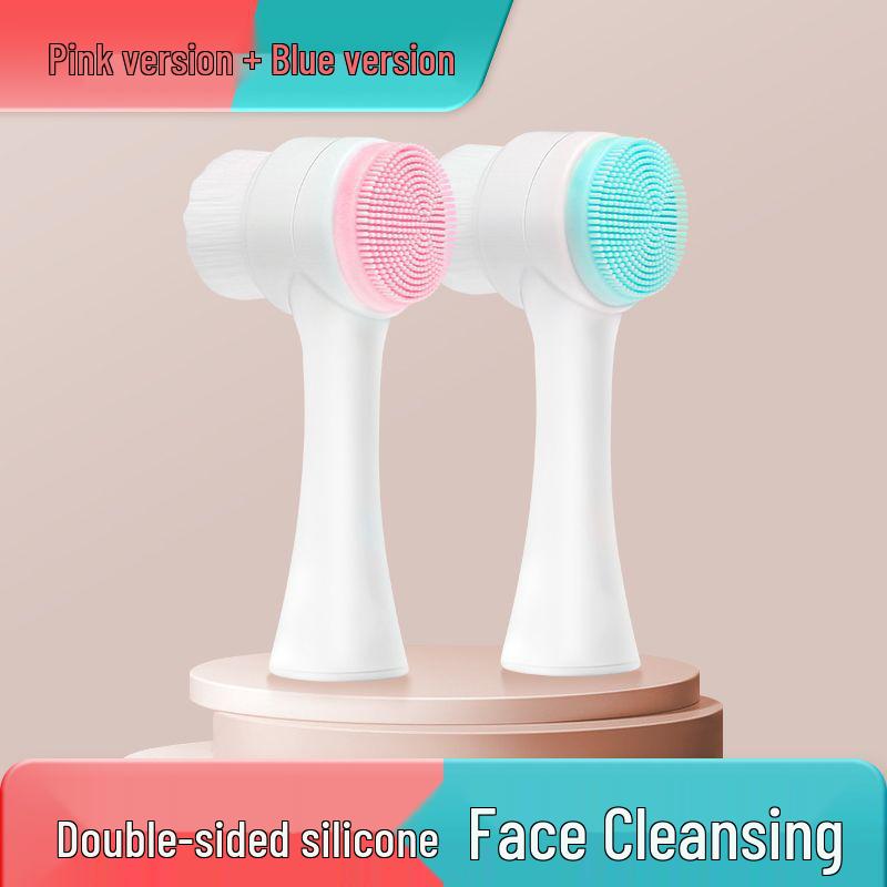 **"Double-Sided Face Wash Brush: Soft Bristle & Silicone Cleanser for Blackheads and Pore Cleansing"**