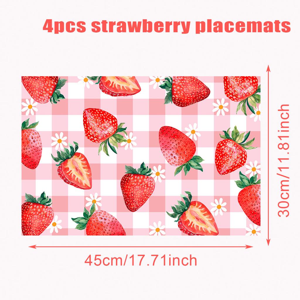 4Pcs Fruit Placemat Summer Fruit Theme Happy One Birthday Party Decorations Kid Adult Baby Shower Supplies Wedding Party Favors