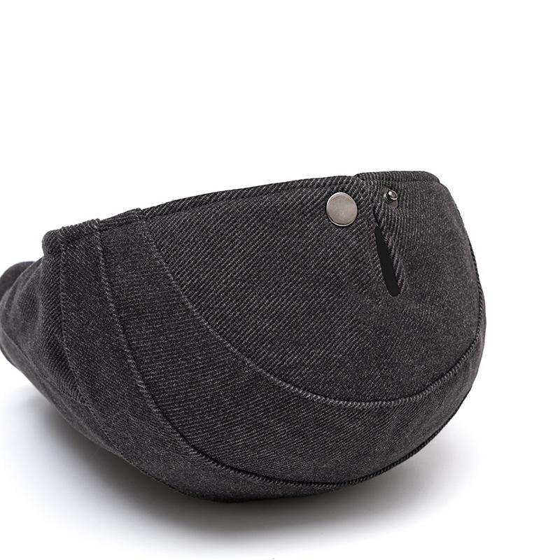 Winter Warm Forward Cap Men's Velvet Thick Cap Woolen Beret Solid Color British Newsboy Cap