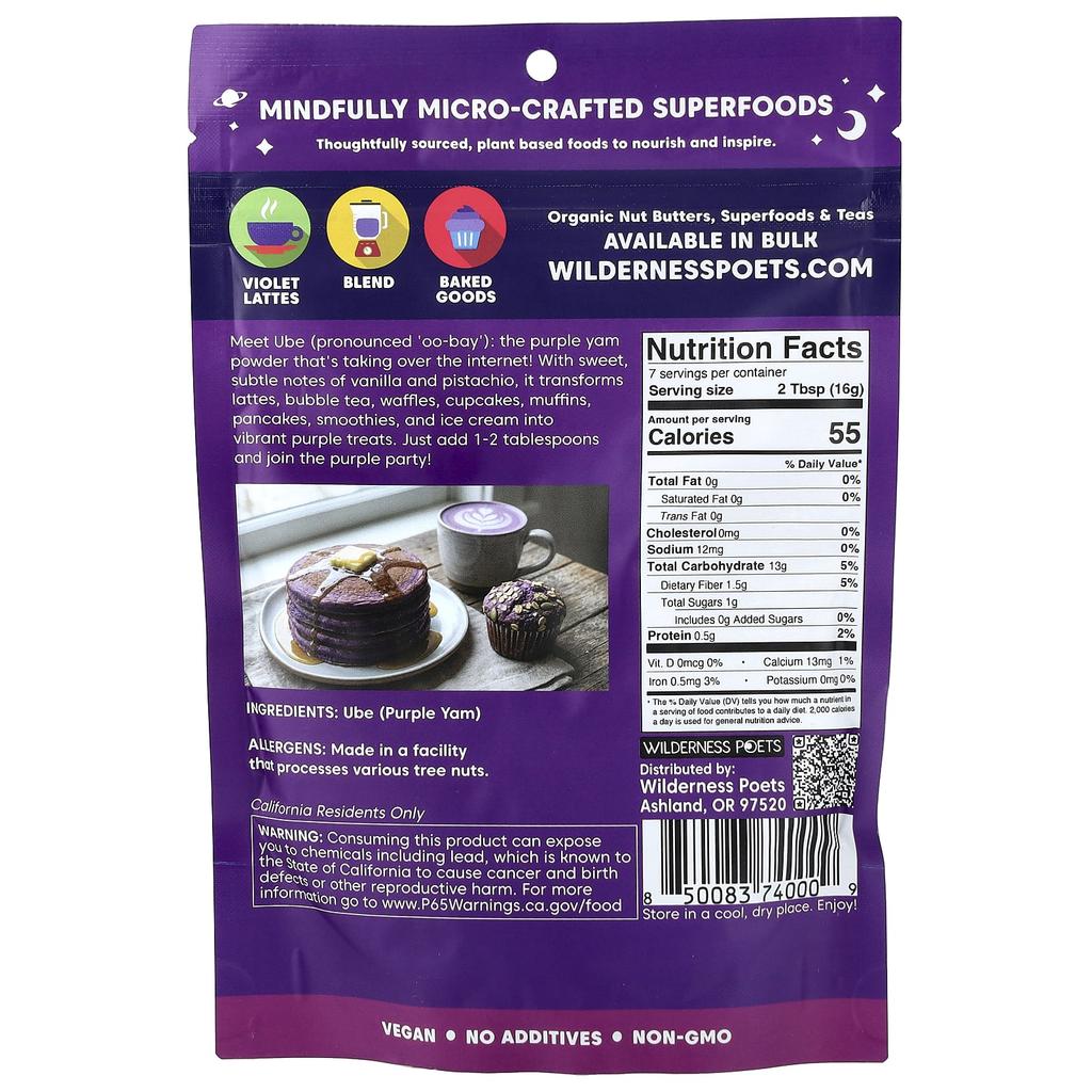 Wilderness Poets, Ube Purple Yam Powder, , 113g(4oz)