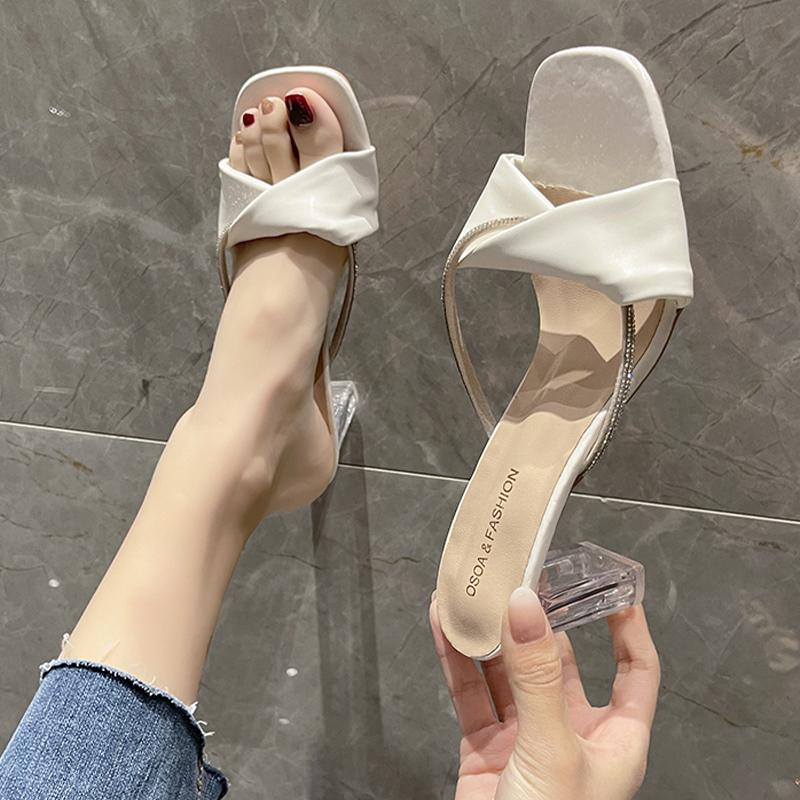 Letní Sexy Dámské Vysoké Podpatky Pantofle Značkové Lodičky Sandály Nový Trend Párty Šaty Robustní Boty Ležérní Nazouváky Dámské Žabky