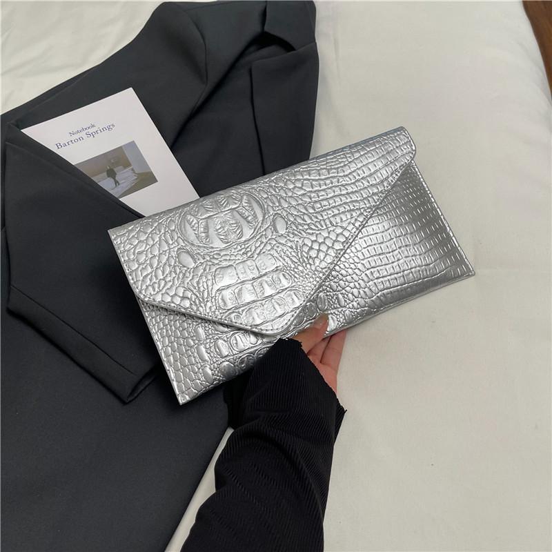Женский высококачественный клатч Осень 2025: Шикарный кошелек и сумка для мобильного телефона серебряный