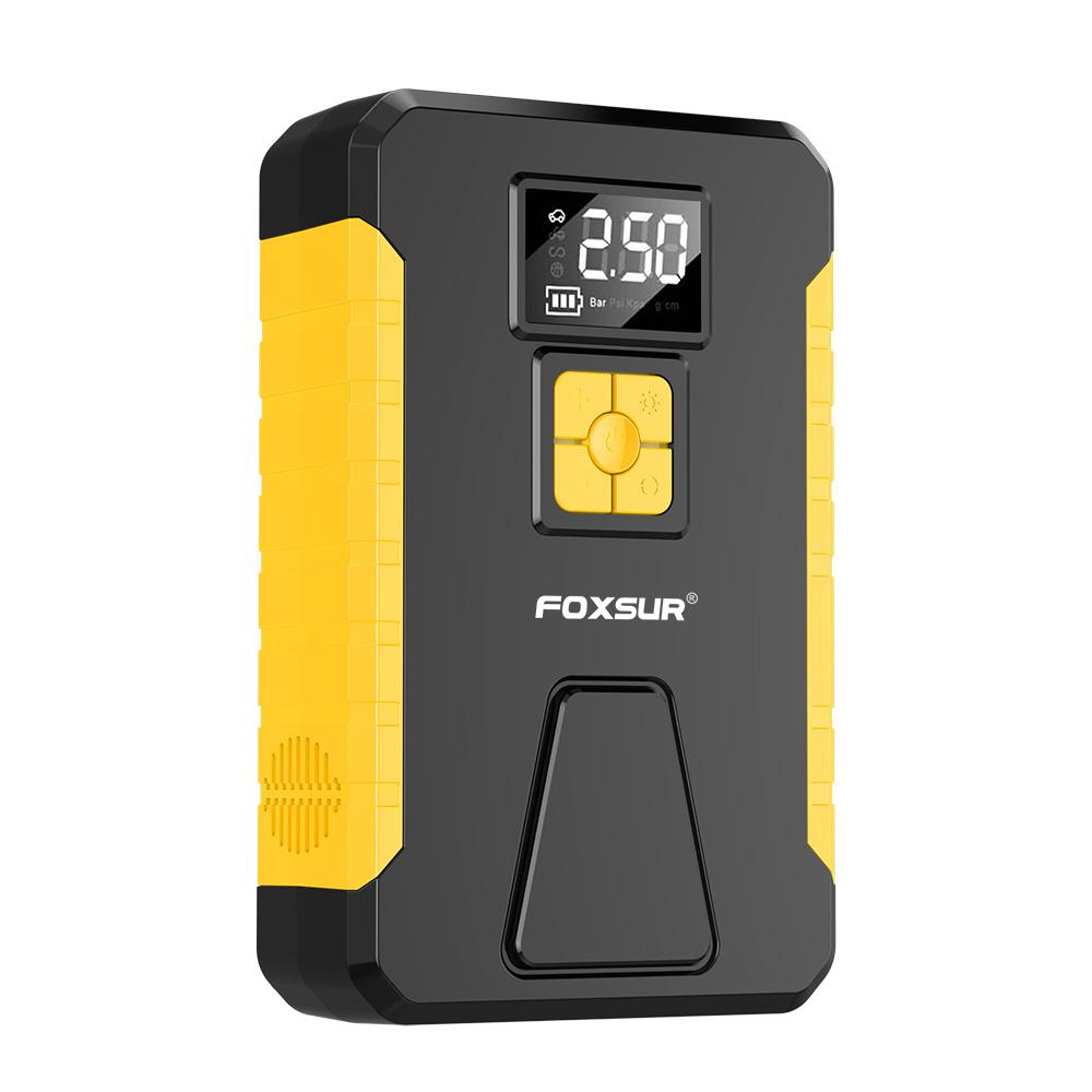 FOXSUR Tire Inflator Portable Air Compressor, Cordless Electric Air Pump, 26800mAh Jump Starter and