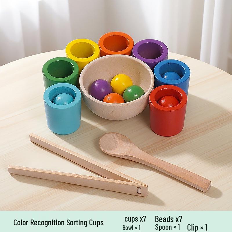 

Монтессорі Розпізнавання кольорів та Співставлення Дерев яні Чашки для Раннього Розвитку Дітей