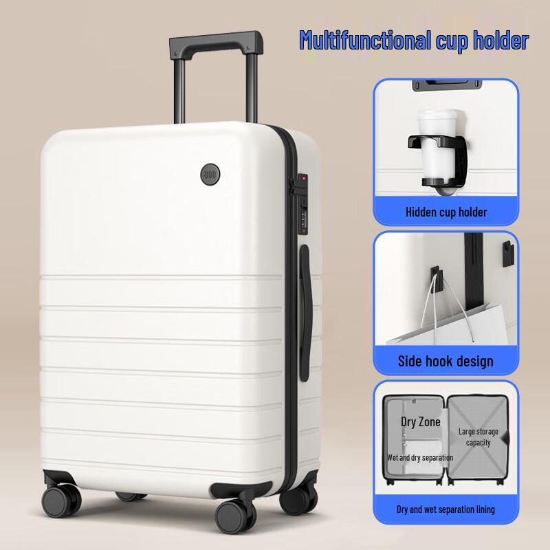 SOO A22 Striped ABS+PC Luggage with Cup Holder