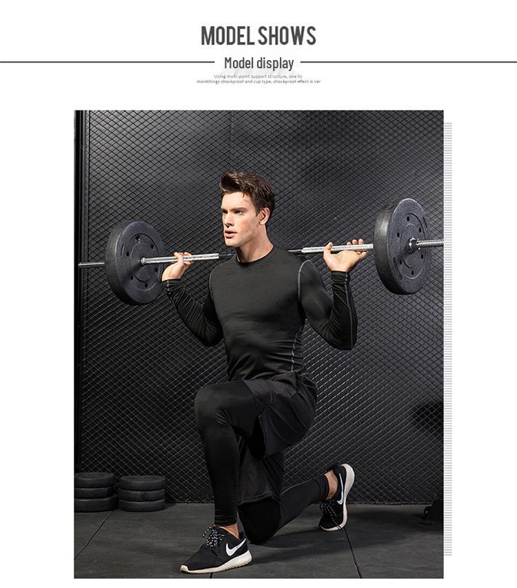 Herren Schnelltrocknender Kompressions-Sportanzug: Hochelastische Langarm-Fitness-Trainingsuniform für Personal Trainer