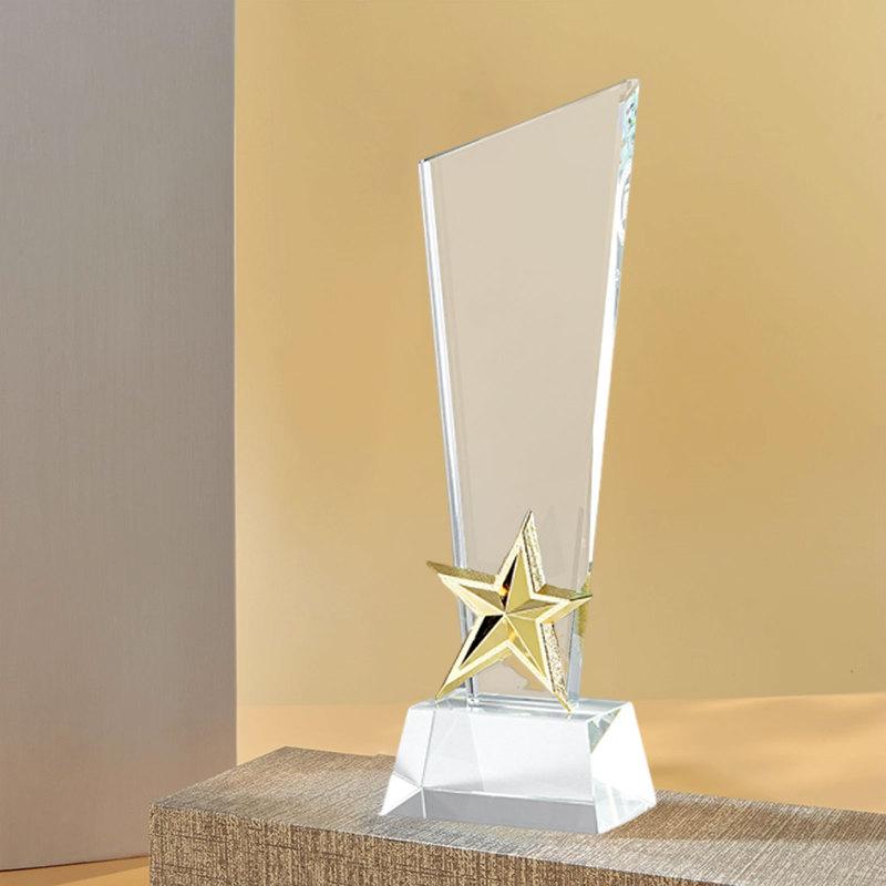 Customized Glass Award Trophy Commemorative Honor Sandblasting Carving for Office Home Decor Annual Ceremony Corporate Events
