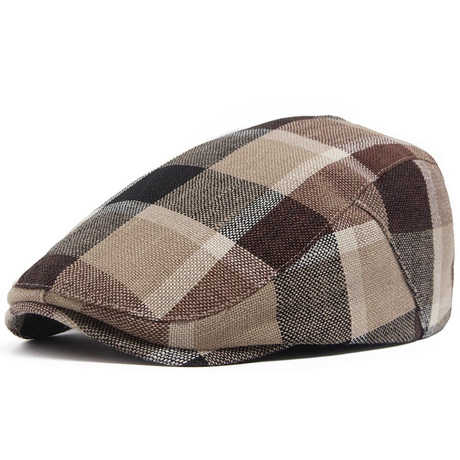 Men's Women Vintage Fashion Plaid Flat Cap Casual Ivy Newsboy Hat Breathable Lightweight Retro Beret For Spring Summer Unisex